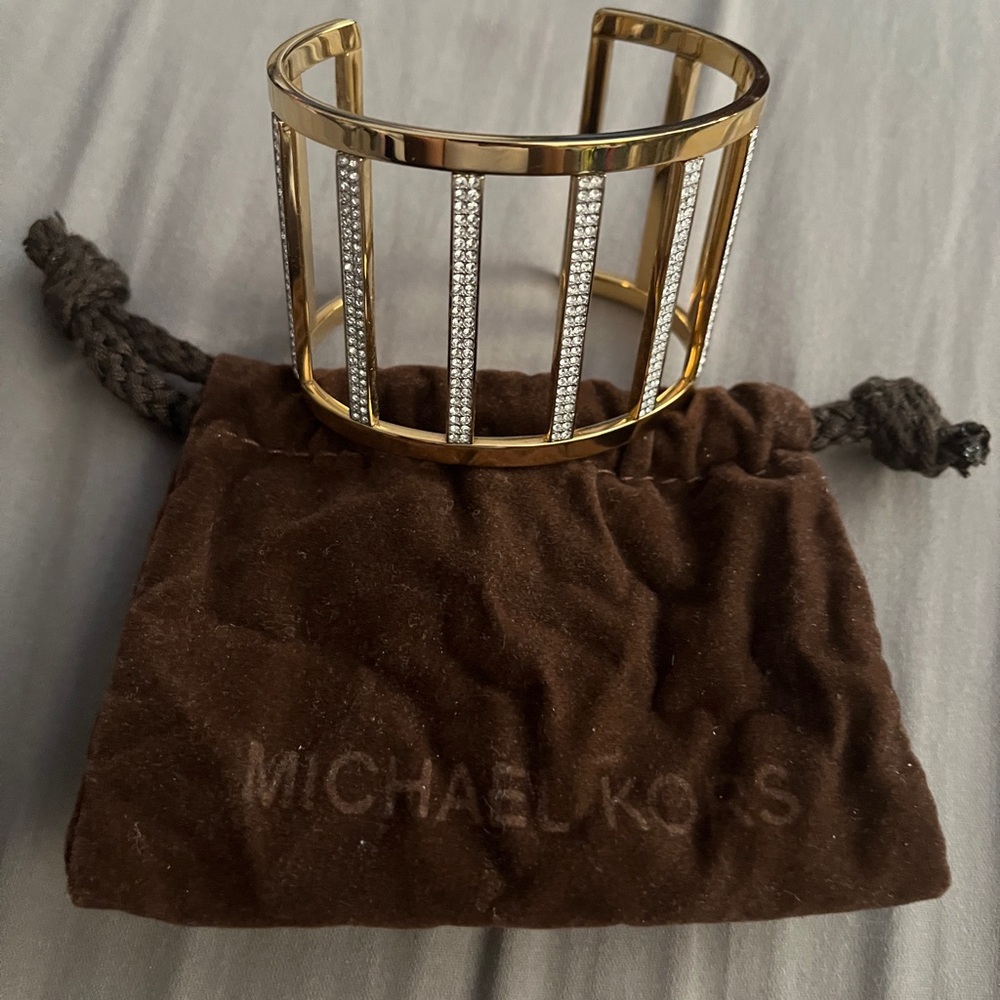 Michael Kors Gold with Crystal Accent Striped Cuff